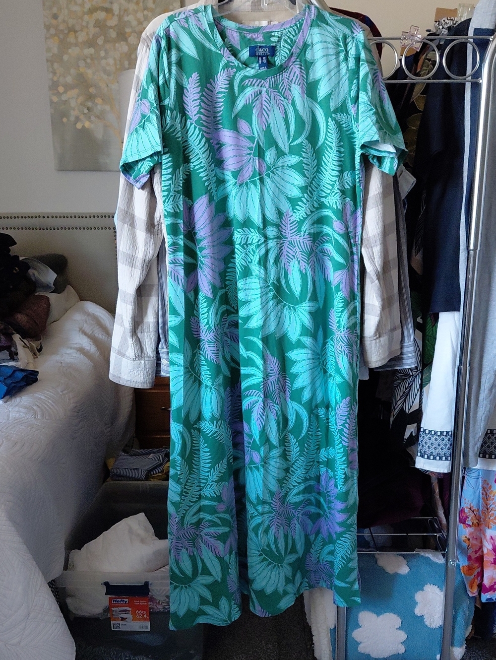 Women's Green & Lavender Floral Maxi Dress